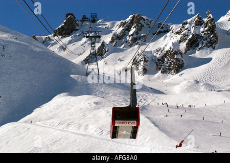 Telepherique, Courchevel, Francia Foto Stock