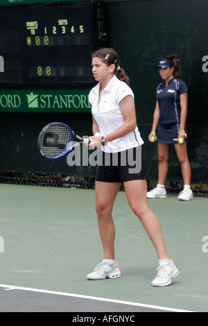 Miami Florida,Key Biscayne,NASDAQ 100 Open,torneo di tennis pro,junior donna,donna,donna,uomo Sanja Ancic,Luxilon Cup,i visitatori viaggiano Foto Stock