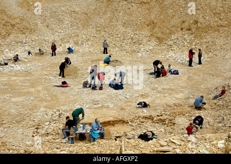 Eichstaett Eichstaett a hte Altmuehltal Altmuehltal Alta Baviera Germania familiy raccoglie e ricerche di fossili in Foto Stock