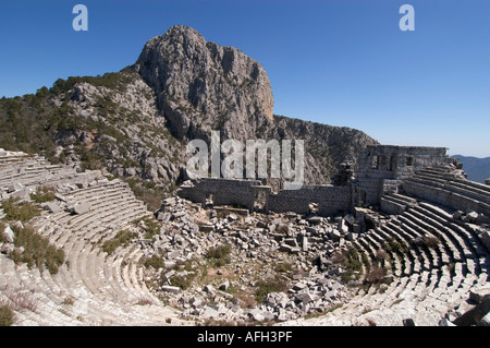 Termessos National Park vicino a Antalya Turchia antica città Termessos scavi in tne theatre Foto Stock