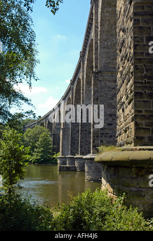 Ponte ferroviario, viadict oltre la Ruhr, costruito 1877-1878, Herdecke, Dortmund, bacino della Ruhr, NRW, - Renania settentrionale - Vestfalia, Germania Foto Stock
