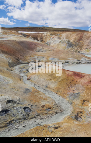 Leirhnjukur area termale nei pressi di Krafla e Lago Myvatn Reykjahlid Nord Islanda EU Europe Foto Stock