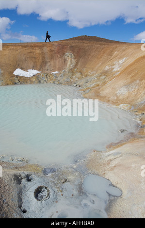 Leirhnjukur area termale nei pressi di Krafla e Lago Myvatn Reykjahlid Nord Islanda EU Europe Foto Stock