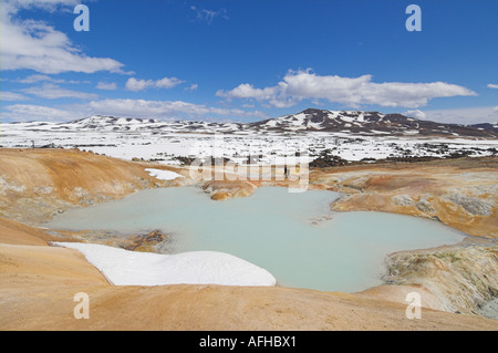 Leirhnjukur area termale nei pressi di Krafla e Lago Myvatn Reykjahlid Nord Islanda EU Europe Foto Stock