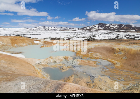 Leirhnjukur area termale nei pressi di Krafla e Lago Myvatn Reykjahlid Nord Islanda EU Europe Foto Stock