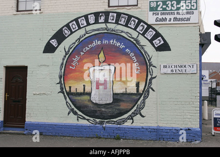 Sciopero della fame commemorazione il repubblicano carta murale beechmount RPG avenue falls road west belfast Irlanda del Nord Foto Stock