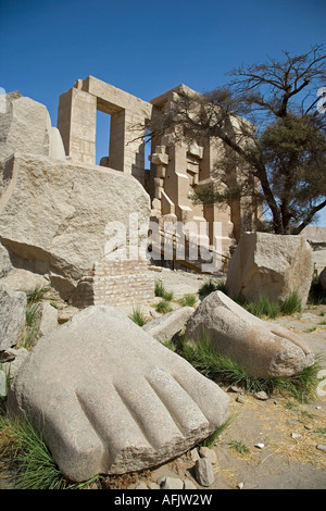 Un gigante di piede è uno dei pochi resti del colossale 17m statua di Ramses II al Ramesseum, Luxor.B347 Foto Stock