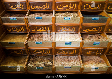 Le spezie per la vendita nel Souq-al-Atterine nei pressi di Khan el-Khalili al Cairo, Egitto Foto Stock