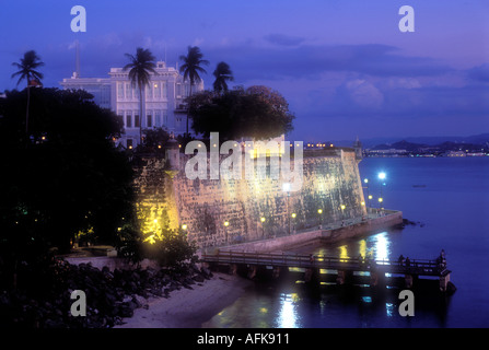 Vista serale della Vecchia San Juan Portorico Caraibi Foto Stock
