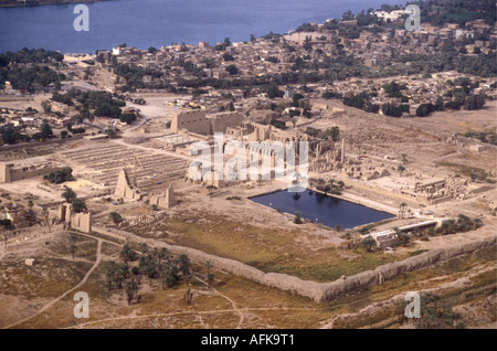 Vista aerea del Tempio di Karnak a est del fiume Nilo vicino a Luxor Egitto Foto Stock