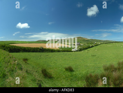 Mynydd Anelog Aberdaron North West Wales U K Europa Lleyn Peninsula Ynys Gwylan fawr Foto Stock