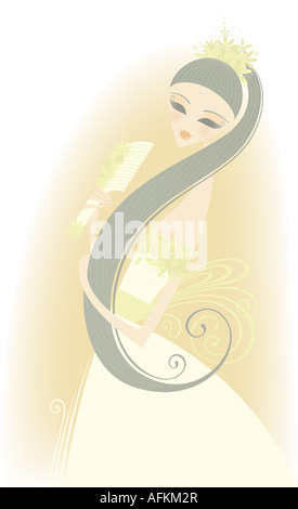 Sposa pettinare i capelli Foto Stock