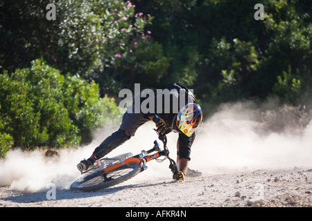 Mountain Biker in crash Foto Stock