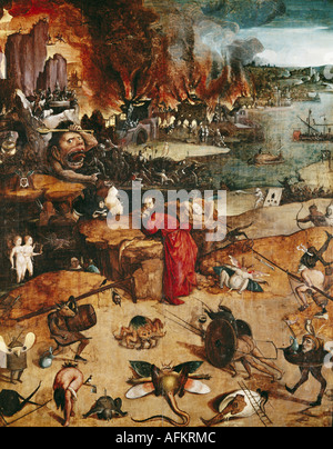 "Belle Arti, Bosch Hieronymus (circa 1450 - 1516), pittura, "la tentazione di Sant Antonio', Prado, Madrid, Spagna, Europa Foto Stock