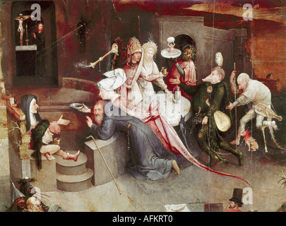 "Belle Arti, Bosch Hieronymus, (circa 1450 - 1516), pittura, "la tentazione di Sant Antonio', pannello centrale, dettaglio, 1505 - Foto Stock