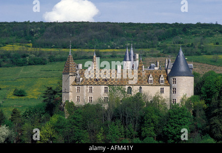 Chateau La Rochepot castello vicino a Beaune Borgogna Francia Europa Foto Stock