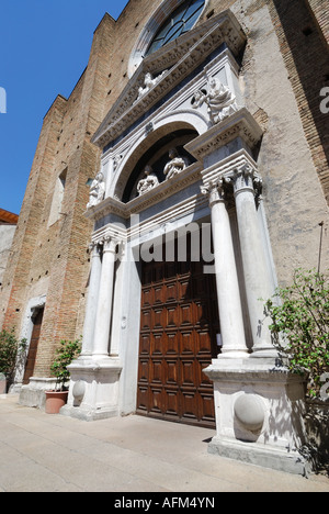 Portale, Duomo di Salò, Lago di Garda, Italia Foto Stock