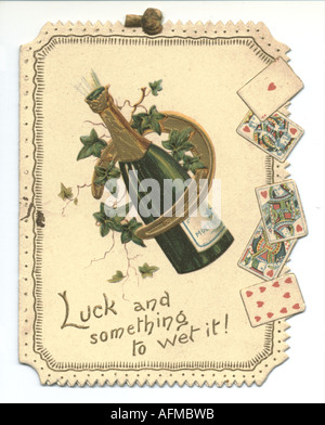 Chromolithographed, goffrati e fustellato greeting card circa 1890 Foto Stock