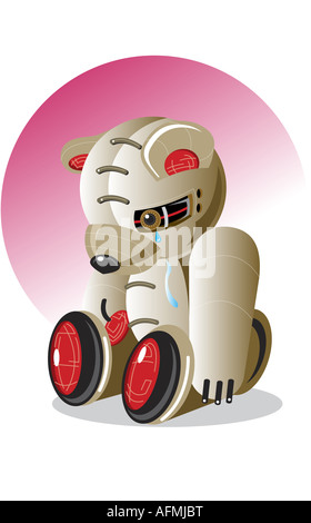 Close up di un manipolatore robotico orsacchiotto piangere Foto Stock