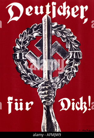 Nazismo / nazionalsocialismo, propaganda, poster, 1930s, 30s, Germania nazista, Terzo Reich, politica, 20th secolo, , Foto Stock