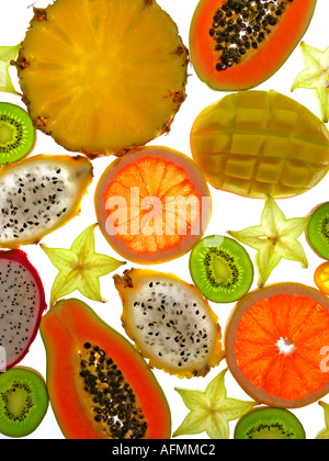 Fette di frutta tropicale Foto Stock