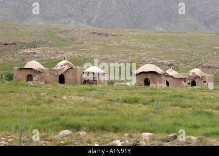 Un deserto villaggio mongolo Ningxia Cina Agosto 2007 Foto Stock