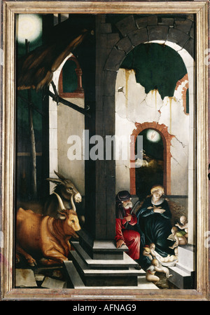 "Belle Arti, Baldung Hans chiamato Grien, (1484 / 1485 - 1545), pittura, 'Geburt Christi' ('la nascita di Cristo"), 1520, olio su Foto Stock