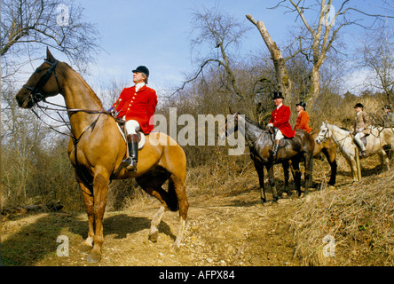 La vale of White Horse Hunt Gloucestershire Huntsman. Master of the Hunt.Master of Foxhounds 1980s 1985 HOMER SYKES Foto Stock