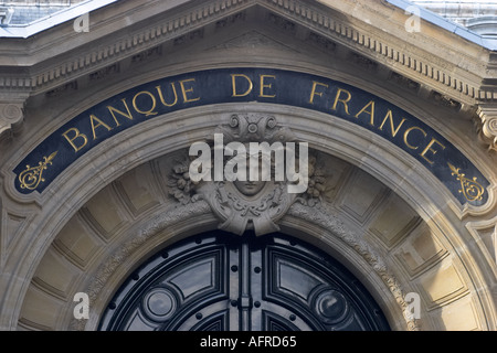 Banca di Francia porta a Parigi Francia Foto Stock