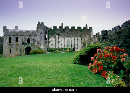 Manorbier Castello la Cappella e la Grande Sala vicino nr Tenby Pembrokeshire Dyfed Wales HOMER SYKES Foto Stock