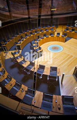 Aula di discussione o Senedd della National Assembly for Wales, Cardiff Foto Stock