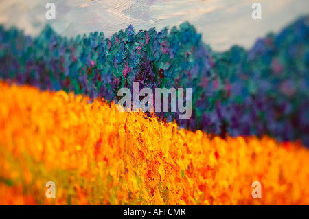 Una pittura di paesaggio in maniera degli impressionisti con profondità di campo Foto Stock