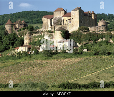 Geografia/travel, Francia, Borgogna, Berzé-le-Châtel, edifici, Château de Berzé-le-Châtel, vista esterna, decimo secolo - XV secolo , Additional-Rights-Clearance-Info-Not-Available Foto Stock