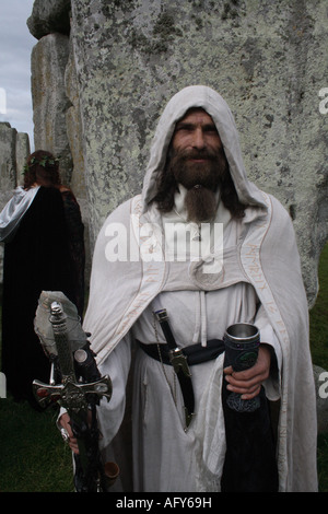 Merlin di Inghilterra a Stonehenge Foto Stock