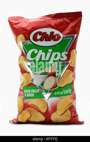 Chio chip con panna acida e cipolla patatine Foto Stock