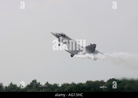 Saab Gripen Jet Fighter durante un display di volo a Farnborough International Air Show 2006 Foto Stock