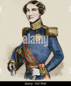 Ferdinand II, 29.10.1816 - 15.12.1885, Re del Portogallo 18.9.1837 - 15.12.1885, mezza lunghezza, incisione colorata, 19th secolo, , Foto Stock
