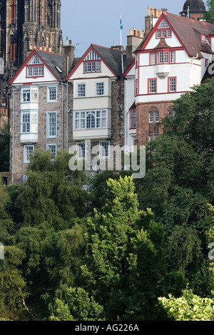 Ramsay Gardens Edinburgh Vista Princes Street Gardens Foto Stock