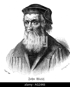 Wyclif, John, 1320/1330 - 31.12.1384, teologo inglese, ritratto, incisione di Albert Henry Payne dopo Eger, 19th secolo, Foto Stock