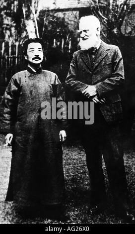 Shaw, George Bernard, 26.7.1856 - 2.11.1950, scrittore/autore irlandese, con Lu Xun, (1881 - 1936), 1933, 1930s, 30s, , Foto Stock