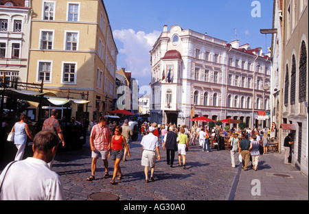 Case colorate nel centro di Tallinn s old town estonia Foto Stock