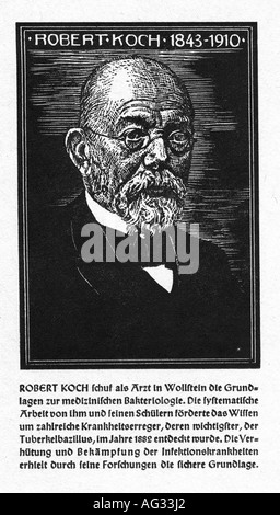 Koch, Robert, 11.12.1843 - 27.5.1910, medico medico tedesco (batteriologo), ritratto, legno tagliato, O. Graf, Kämpfer für das Leben, C. H. Boehringer Sohn AG, Foto Stock
