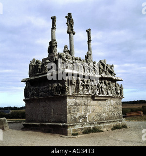 Geografia / viaggio, Francia, Tronoen, monumenti, calvario, 1450 - 1470, Foto Stock