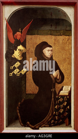 Belle arti, Weyden, Rogier van der (circa 1399/1400 - 1464), pala, l'ultima sentenza, dettaglio, cancelliere Nicolas Rolin, 1448 - 1451, olio su pannello, 215 cm x 560 cm, Hôtel-Dieu, Beaune, artista del diritto d'autore non deve essere cancellata Foto Stock