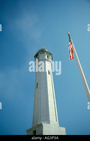 Faro di Alcatraz a San Francisco Bay Foto Stock