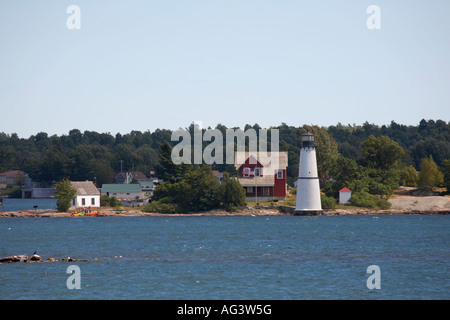 Rock Island Lighthouse sito storico dello Stato sulla St Lawrence River in mille isole St Lawrence Seaway regione di New Yor Foto Stock