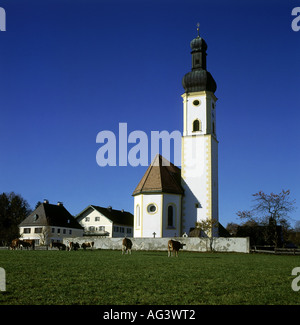 Geografia/travel, in Germania, in Baviera, Warngau, chiese, San Margareth, vista esterna, costruito intorno al 1550, modifica 1730, barocco , Additional-Rights-Clearance-Info-Not-Available Foto Stock