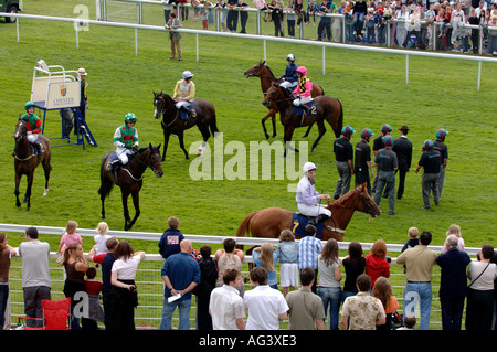 Ai cavalli da corsa a Chester gara incontro Inghilterra UK Luglio 2005 Foto Stock