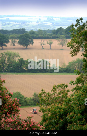 Di recente i campi arati nella campagna del Gloucestershire VICINO A STOW ON THE WOLD REGNO UNITO Foto Stock