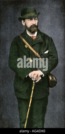 Charles Camille Saint Saens nel suo abito da viaggio 1869. Colorate a mano i mezzitoni di una fotografia Foto Stock